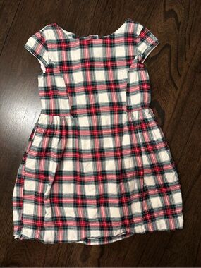 GAP Girls Red, Cream and Green Plaid Cap-Sleeve Dress